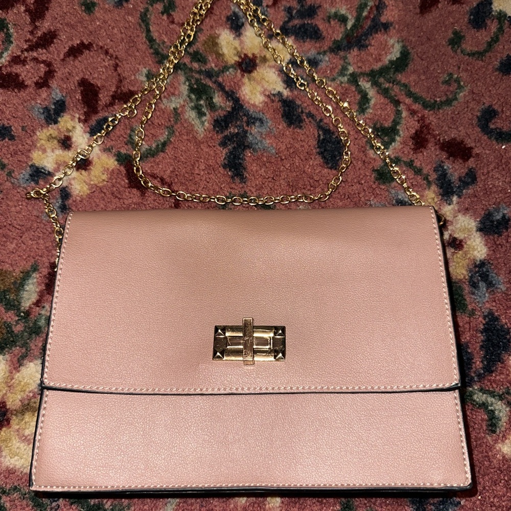 Brown Chain Strap Crossbody Bag with Gold Hardware